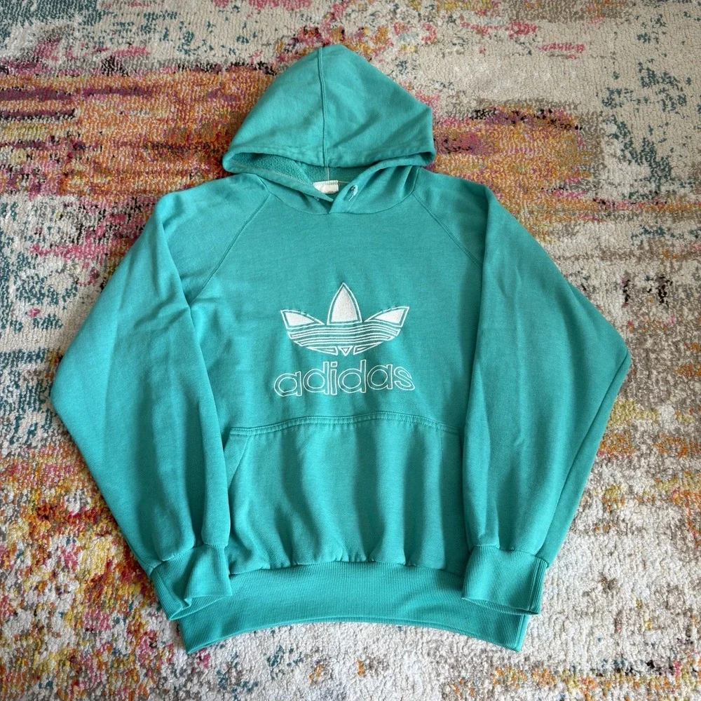 Vintage 80s Adidas Trefoil Embroidered Hoodie Check measurements